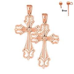 14K or 18K Gold Passion Cross Earrings