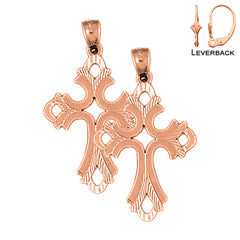 14K or 18K Gold Budded Cross Earrings