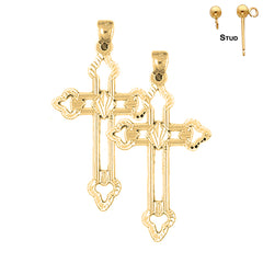 Pendientes de cruz con brotes de plata de ley de 42 mm (chapados en oro blanco o amarillo)