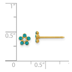 Inverness 14K Yellow Gold December Blue Crystal Birthstone Flower Earrings