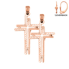 14K oder 18K Gold Kreuz Ohrringe