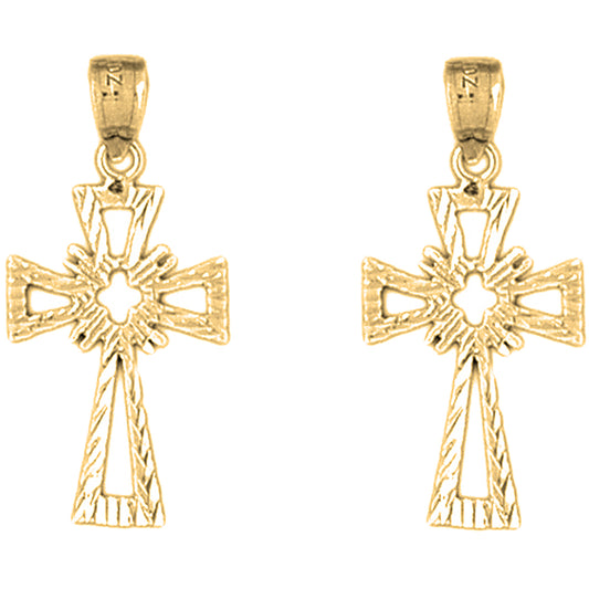 14K or 18K Gold 31mm Celtic Cross Earrings
