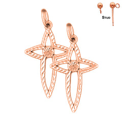 14K or 18K Gold Passion Cross Earrings