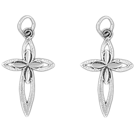 Sterling Silver 25mm Passion Cross Earrings