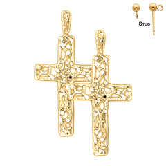 14K or 18K Gold Vine Cross Earrings
