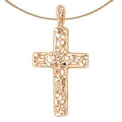 14K oder 18K Gold Weinreben-Kreuz-Anhänger