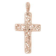 14K or 18K Gold Vine Cross Pendant