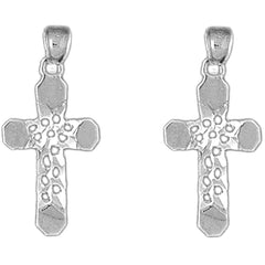Sterling Silver 30mm Cross Earrings