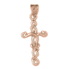 14K or 18K Gold Vine Cross Pendant