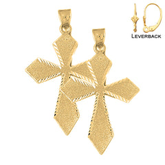 Sterling Silver 53mm Passion Cross Earrings (White or Yellow Gold Plated)