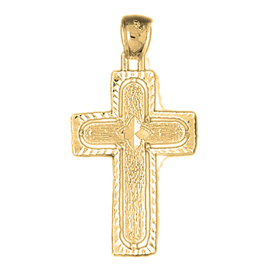 10K, 14K or 18K Gold Coticed Cross Pendant