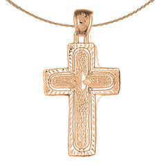 10K, 14K or 18K Gold Coticed Cross Pendant