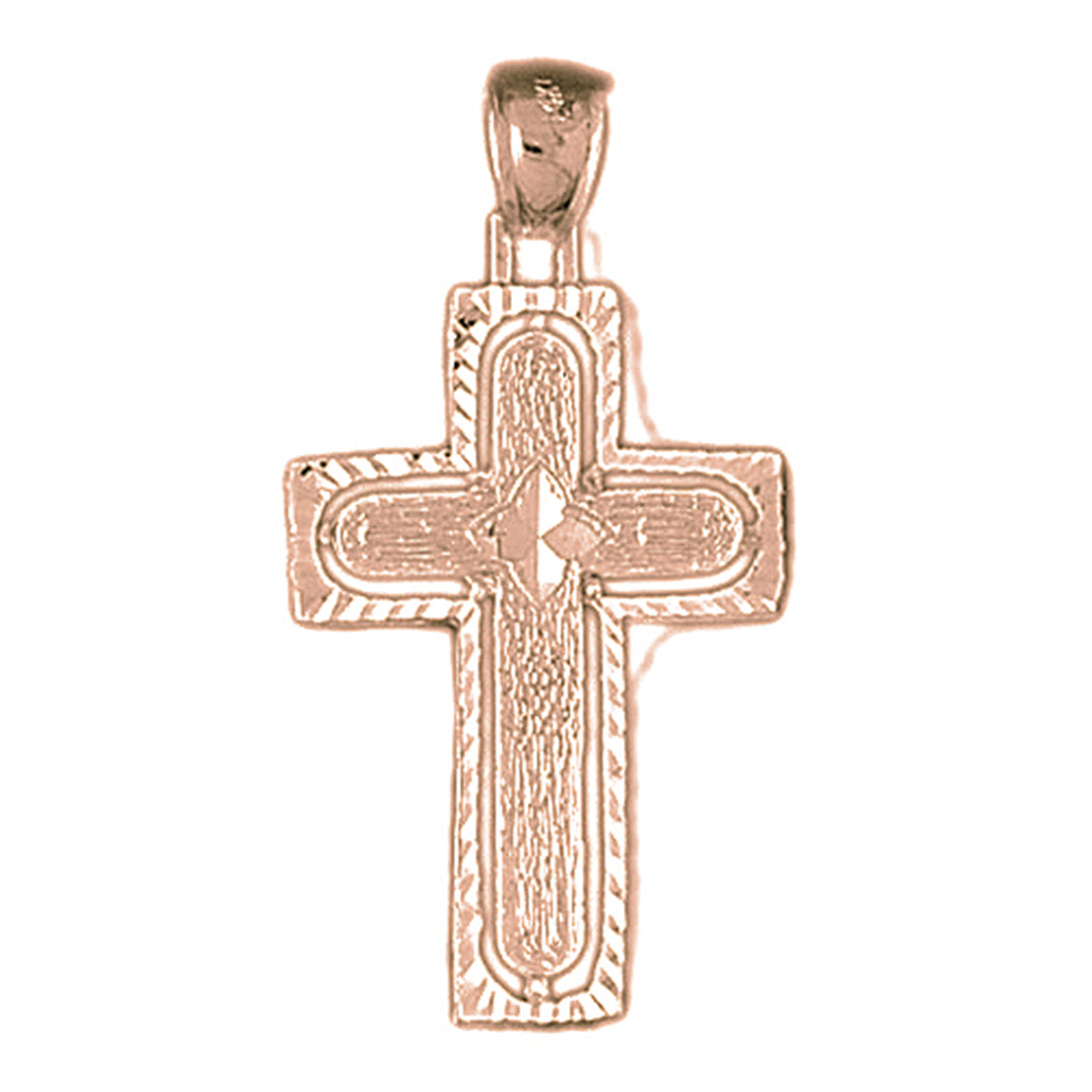 10K, 14K or 18K Gold Coticed Cross Pendant