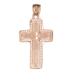 10K, 14K or 18K Gold Coticed Cross Pendant