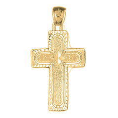 10K, 14K or 18K Gold Coticed Cross Pendant