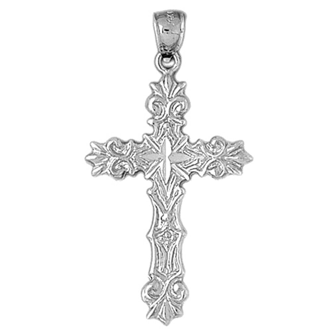 10K, 14K or 18K Gold Fleur de Lis Cross Pendant