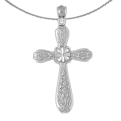 10K, 14K or 18K Gold Floral Cross Pendant