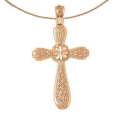 10K, 14K or 18K Gold Floral Cross Pendant