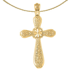 10K, 14K or 18K Gold Floral Cross Pendant