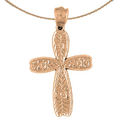 10K, 14K or 18K Gold Floral Cross Pendant