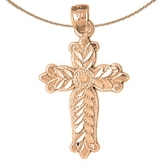10K, 14K or 18K Gold Budded Cross Pendant