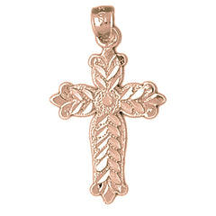 10K, 14K or 18K Gold Budded Cross Pendant