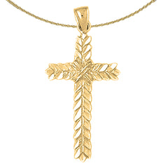 10K, 14K or 18K Gold Floral Cross Pendant