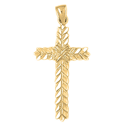 10K, 14K or 18K Gold Floral Cross Pendant