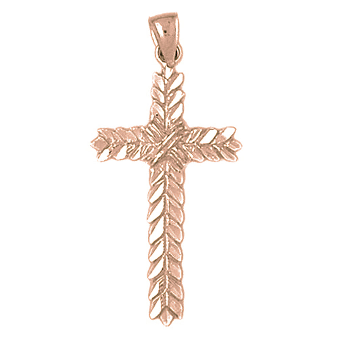 10K, 14K or 18K Gold Floral Cross Pendant