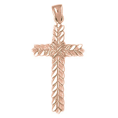 10K, 14K or 18K Gold Floral Cross Pendant