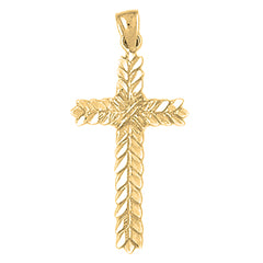10K, 14K or 18K Gold Floral Cross Pendant