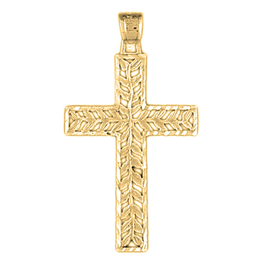 14K or 18K Gold Vine Cross Pendant