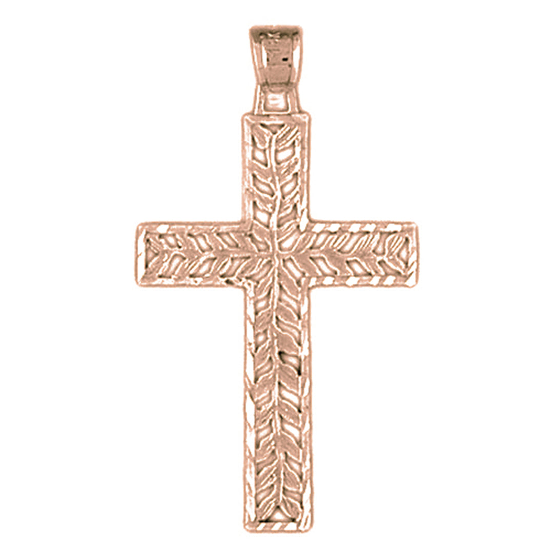 14K or 18K Gold Vine Cross Pendant