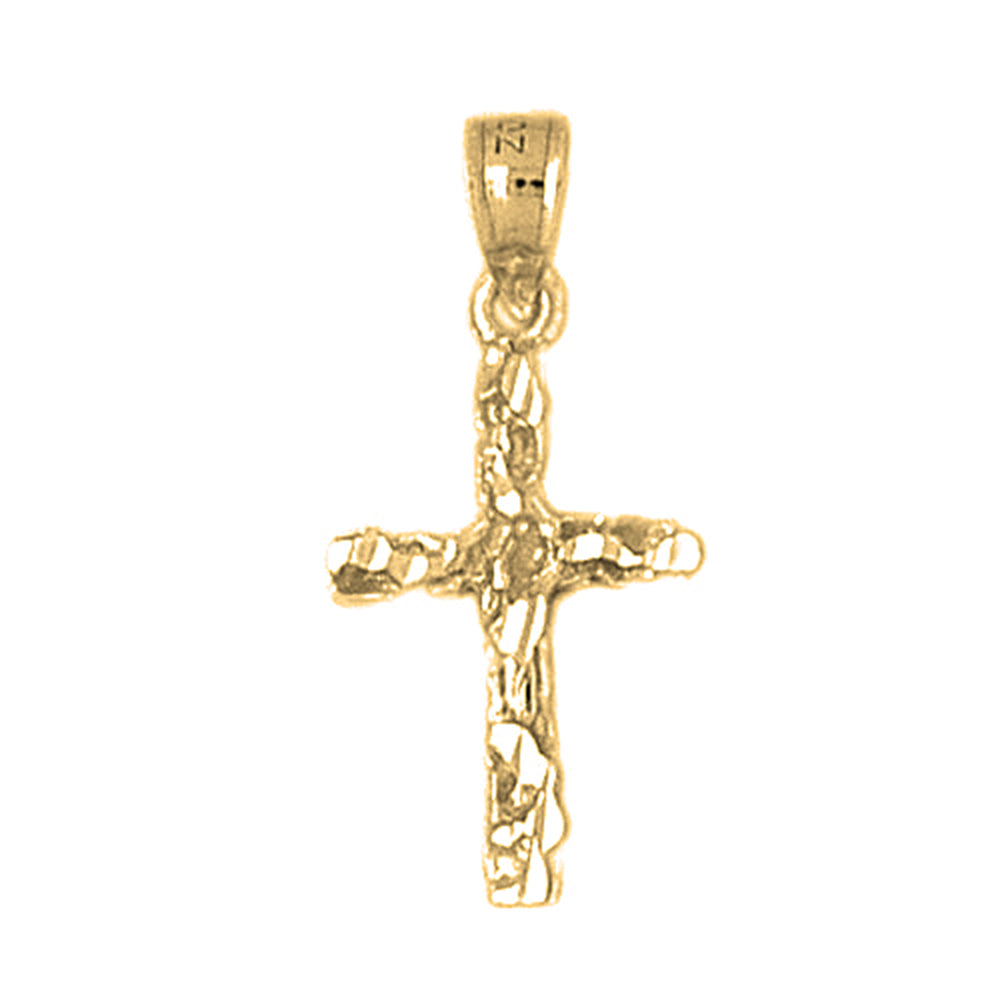 14K or 18K Gold Nugget Cross Pendant