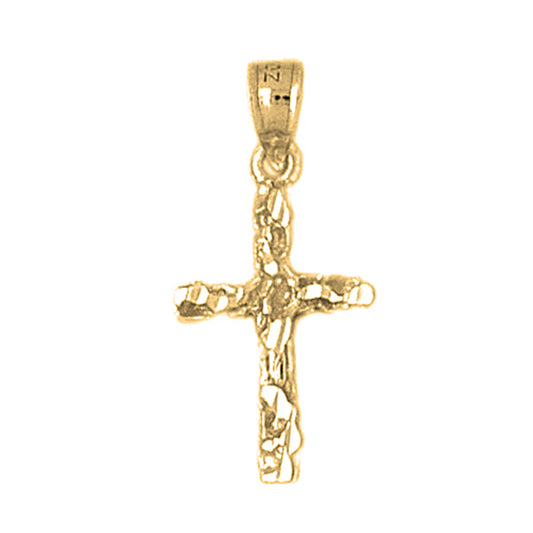 14K or 18K Gold Nugget Cross Pendant