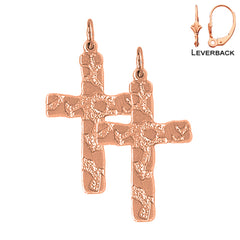 14K or 18K Gold Nugget Cross Earrings