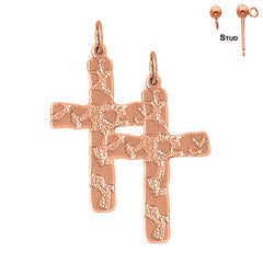 14K or 18K Gold Nugget Cross Earrings