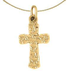 14K or 18K Gold Nugget Cross Pendant