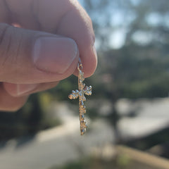 14K or 18K Gold Nugget Cross Pendant