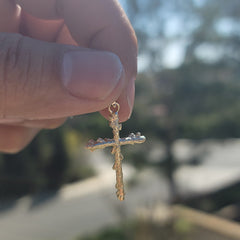 14K or 18K Gold Nugget Cross Pendant
