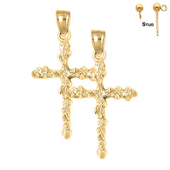 14K or 18K Gold Nugget Cross Earrings