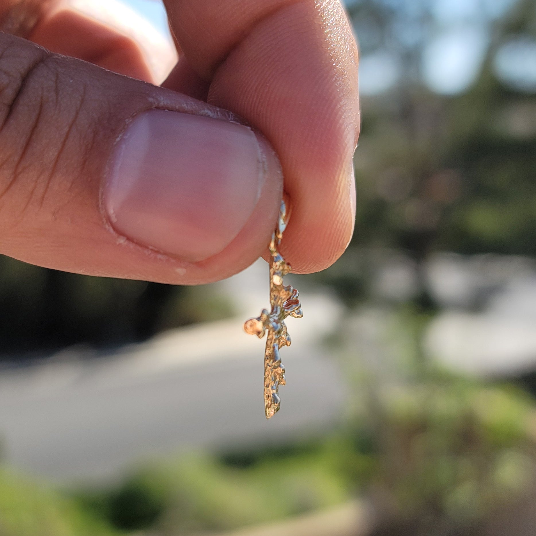 14K or 18K Gold Nugget Cross Pendant