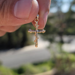 14K or 18K Gold Nugget Cross Pendant