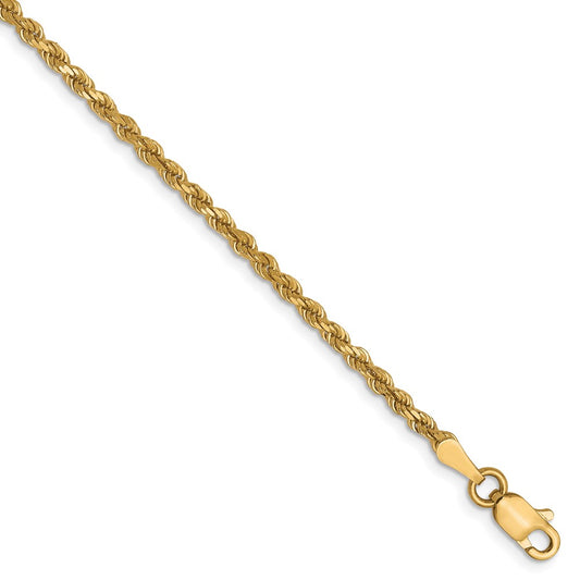 10K Yellow Gold 2.25mm Diamond-cut Rope Chain