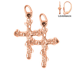 14K or 18K Gold Nugget Cross Earrings