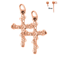 14K or 18K Gold Nugget Cross Earrings