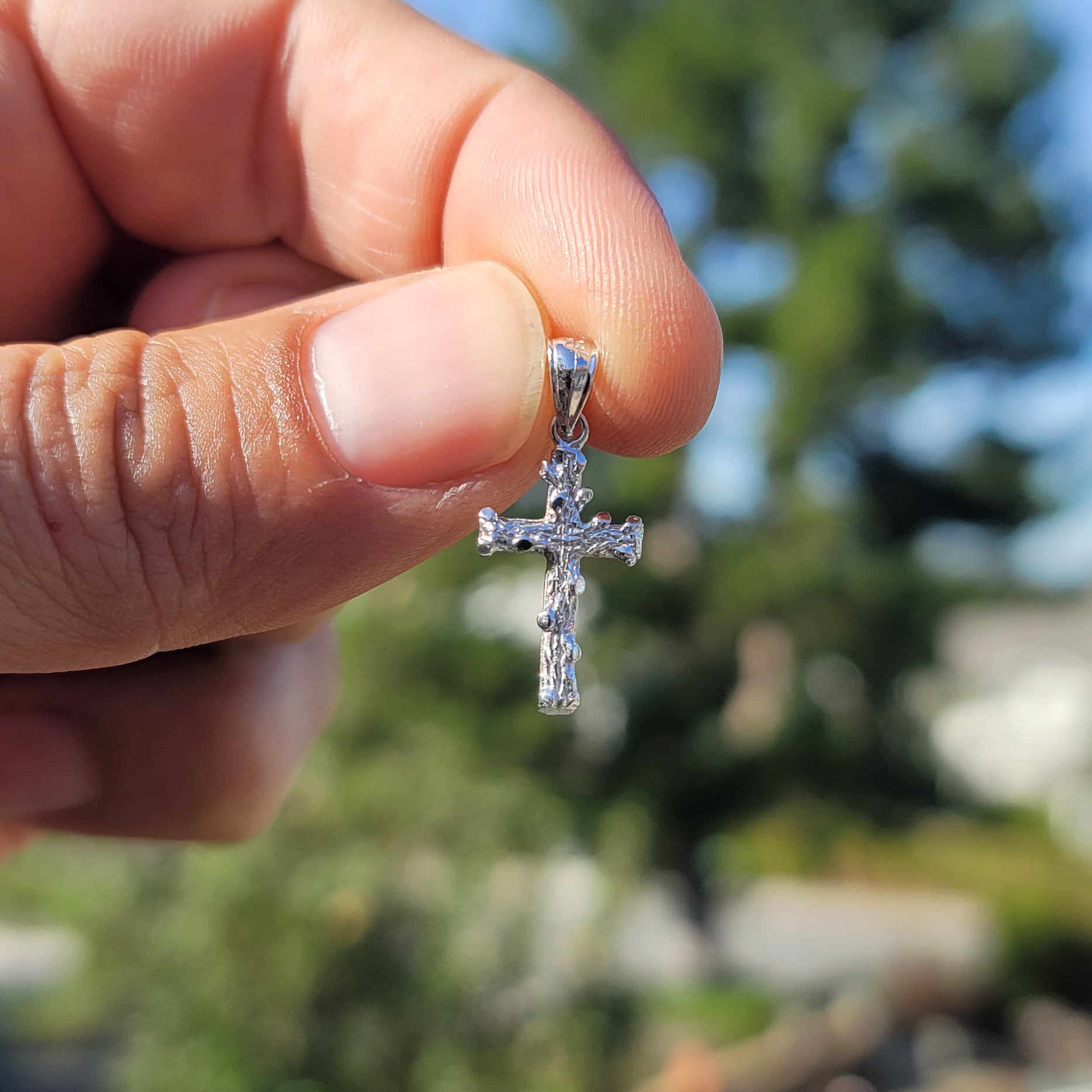 14K or 18K Gold Nugget Cross Pendant