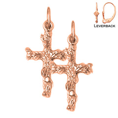 14K or 18K Gold Nugget Cross Earrings