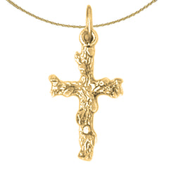 14K or 18K Gold Nugget Cross Pendant