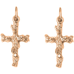 14K or 18K Gold 23mm Nugget Cross Earrings